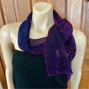 George Purple Pleated Sheer iridescent Scarf with Shimmer 1980’s